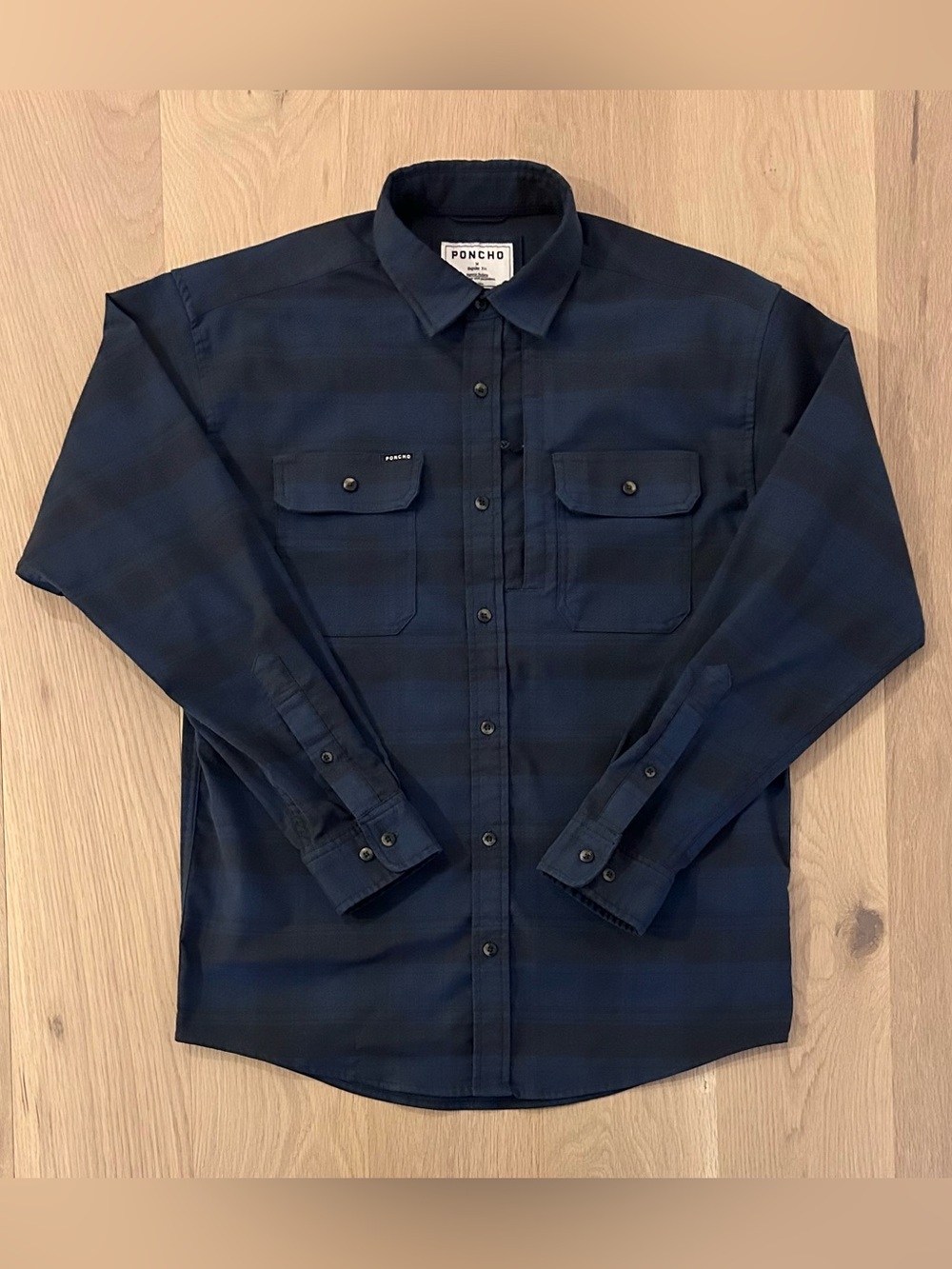 Poncho Outdoors The Goose Blue Plaid Flannel Shirt with Magnetic Pockets
